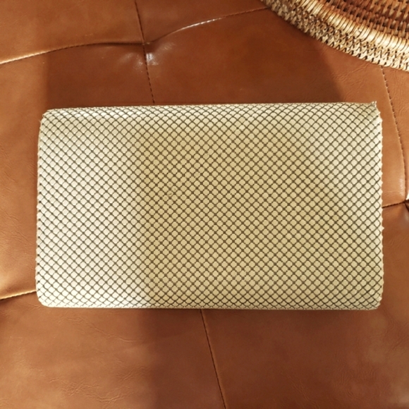 80's vintage cream & gold mesh chain mail clutch purse shoulder bag - Picture 5 of 7